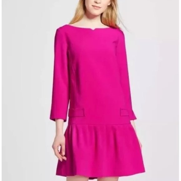 Victoria Beckham Fuchsia Drop Waist Dress Sz. XS - Picture 3 of 10